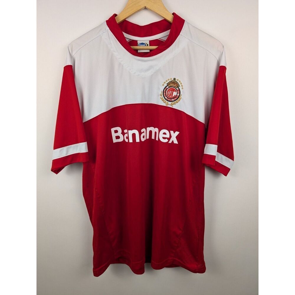 Banamex Jersey Football Shirt Red White Embroidered Patch Gool Brand Size Large